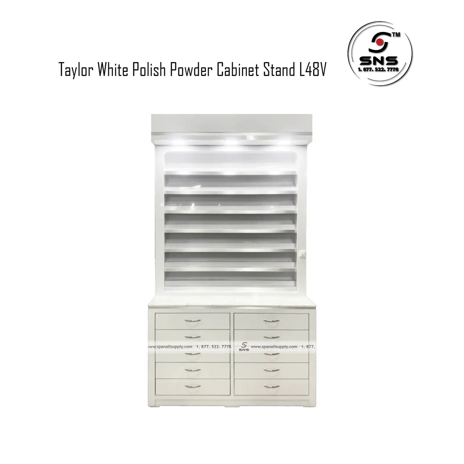 Taylor White Polish Powder Cabinet Stand L48