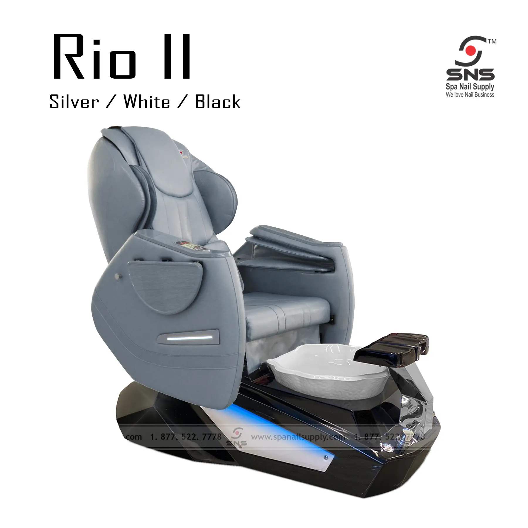 pedicure-chair-rio-II-silver-white-black