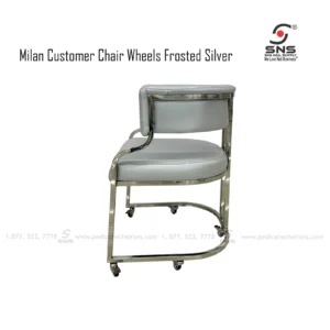 Milan Chair Frosted Silver w Wheels